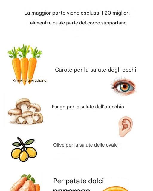 La maggior parte delle persone non lo sa. I 20 alimenti più importanti e quale parte del corpo supportano