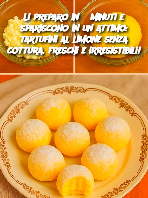 Li preparo in 5 minuti e spariscono in un attimo: tartufini al limone senza cottura, freschi e irresistibili!