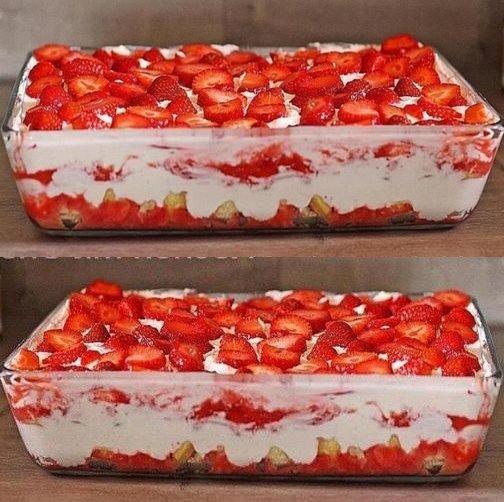 Tiramisù alle fragole con crema di ricotta