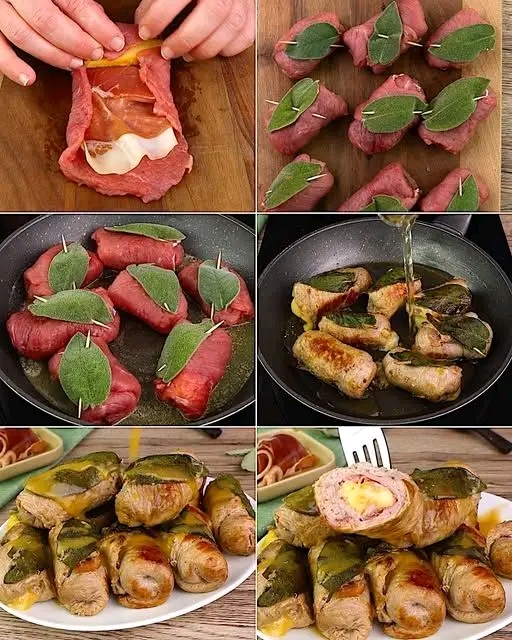 Involtini di vitello ripieni con prosciutto e formaggio 🥩🧀 – teneri, succosi e irresistibili! 😋