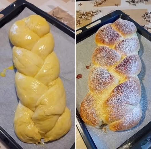 Treccia di panbrioches appena appena sfornata