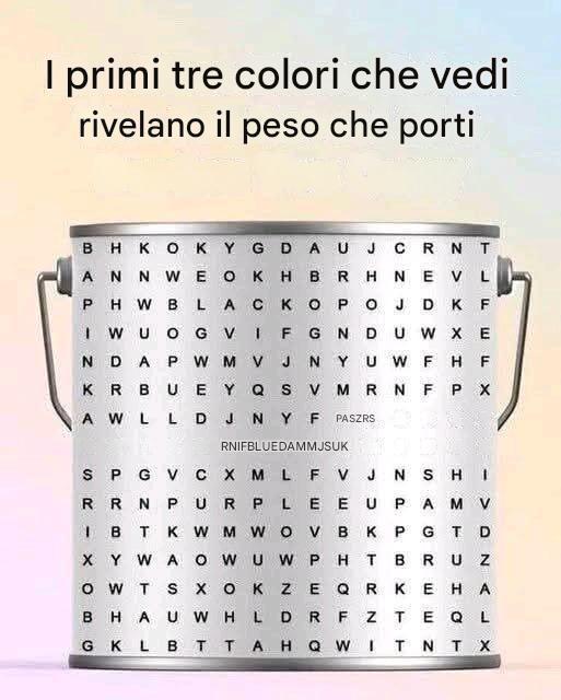I primi tre colori che vedi rivelano il peso che porti Controlla