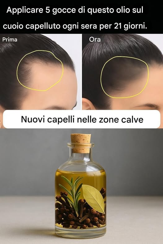 Grazie all’olio di chiodi di garofano, al rosmarino e alle foglie di alloro, è possibile ottenere nuovi capelli nelle zone in cui si verifica la calvizie.