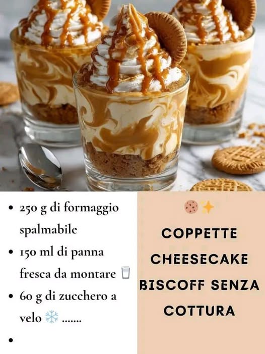 Coppette Cheesecake Biscoff senza cottura