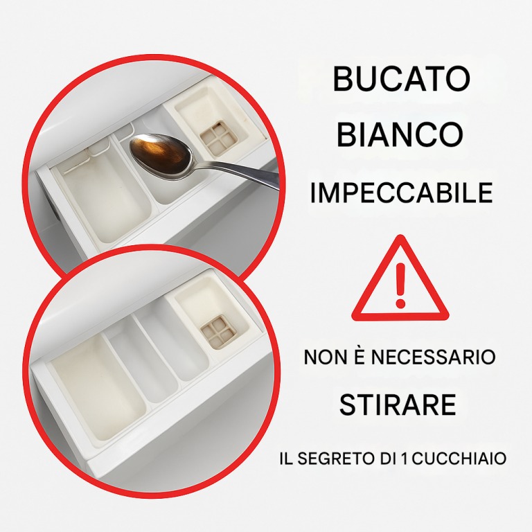 Bucato bianco perfetto senza stiratura: il trucco è un cucchiaio pieno in lavatrice