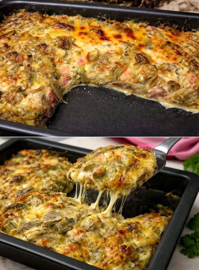 Sformato cremoso di carciofi filante dentro dorato sopra