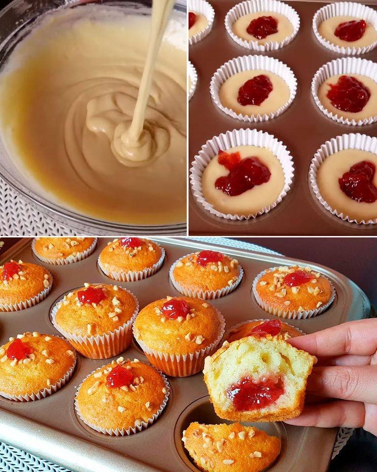 Muffin con marmellata. Muffin con marmellata.