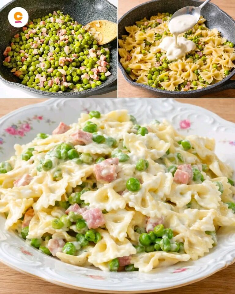 Pasta panna, piselli e pancetta: la ricetta della pasta 3P