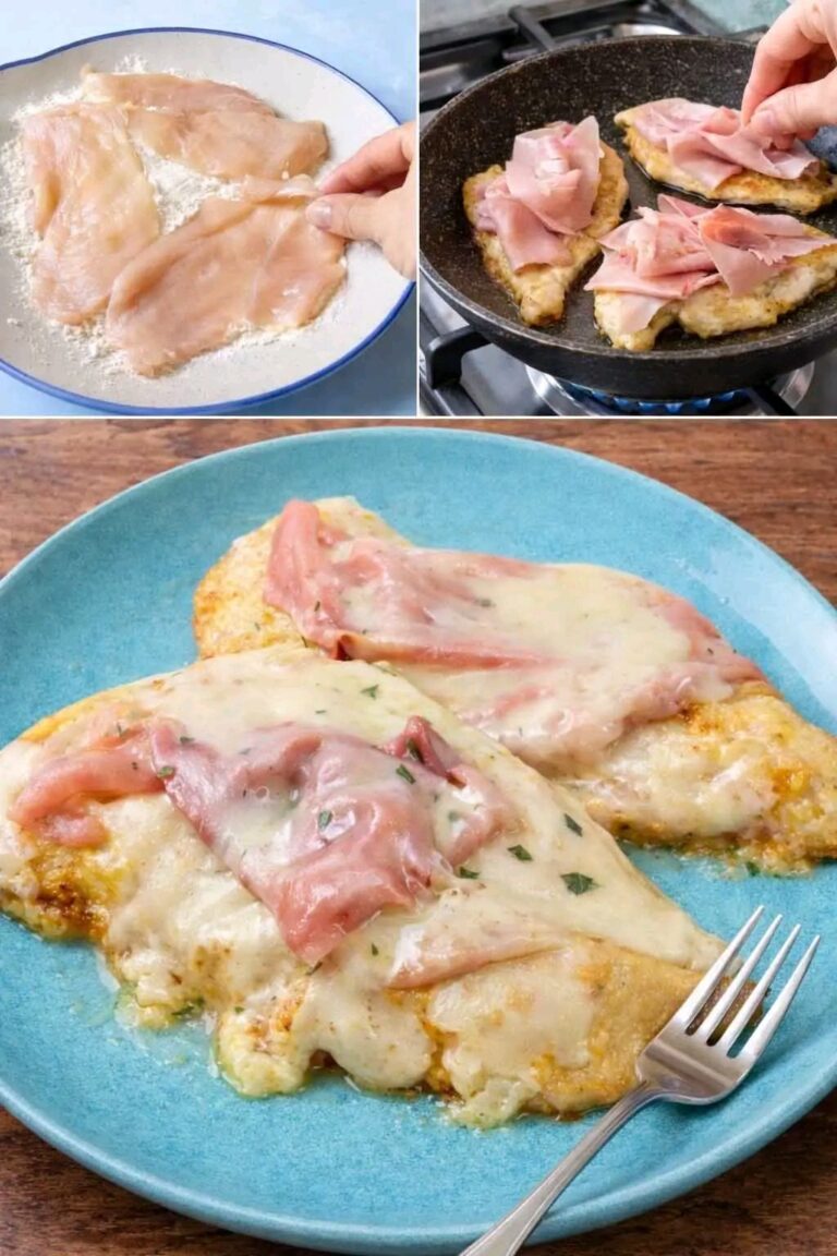 **Petti di pollo con formaggio e carne in scatola in padella** – Una ricetta facile e veloce dal sapore ricco 👌