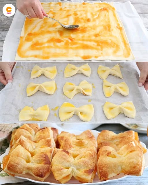 Fiocchi di pasta sfoglia alla marmellata