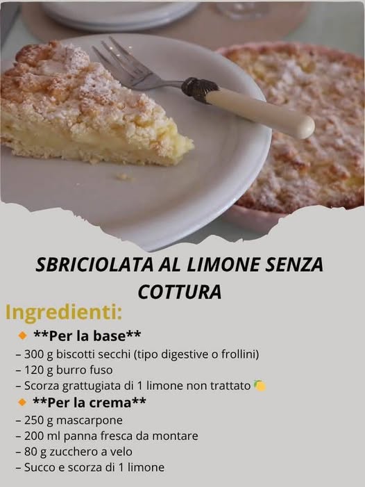 SBRICIOLATA AL LIMONE SENZA COTTURA