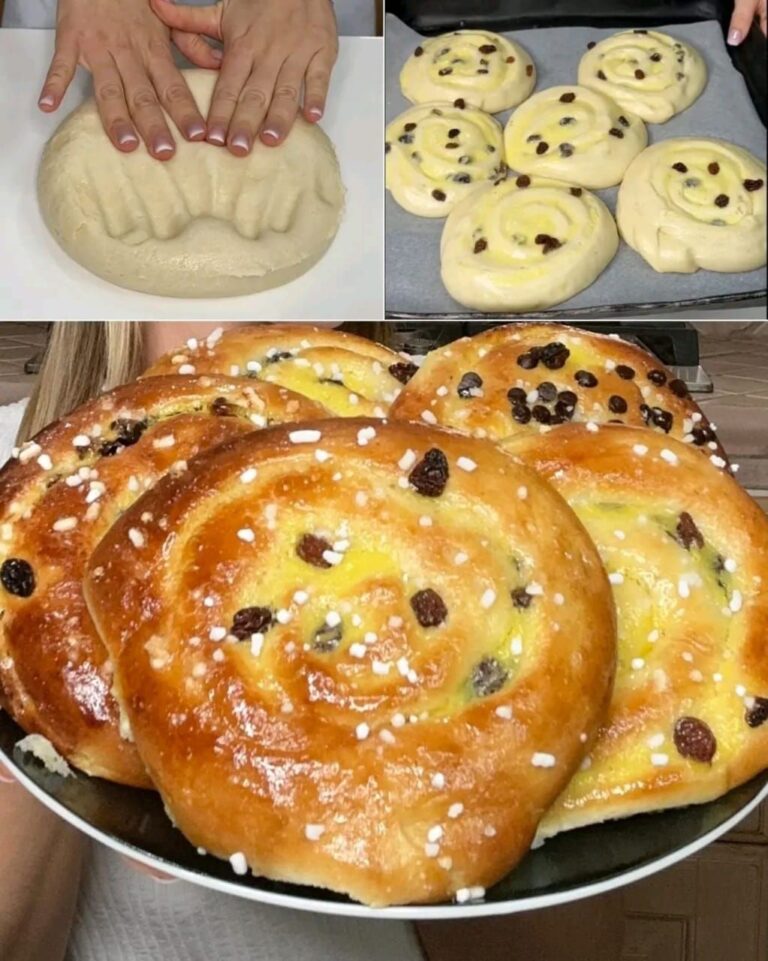 Girelle dolci con crema e uvetta