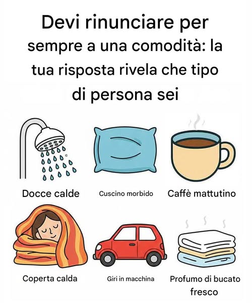 Devi rinunciare per sempre a una comodità: la tua risposta rivela che tipo di persona sei