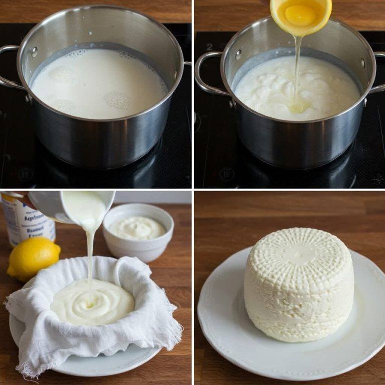 Formaggio fatto in casa con 1 litro di latte, mezzo limone e 1 yogurt
