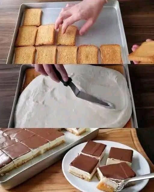 Dolcetti di fette biscottate con crema e cioccolato