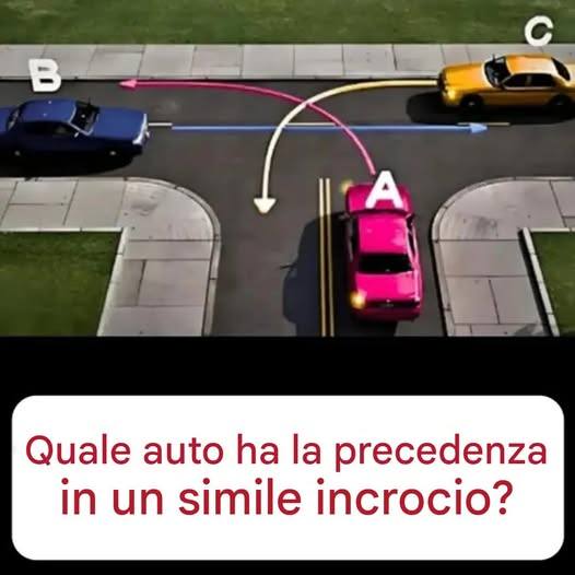 Quale auto ha la precedenza in questo incrocio? Pochi conoscono la risposta.