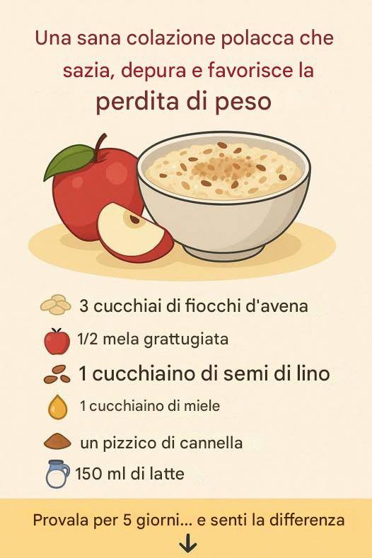 * Colazione con fiocchi d'avena e mela (Una colazione sana e saziante che favorisce la perdita di peso)