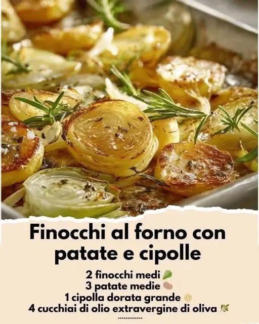Finocchi al forno con patate e cipolle