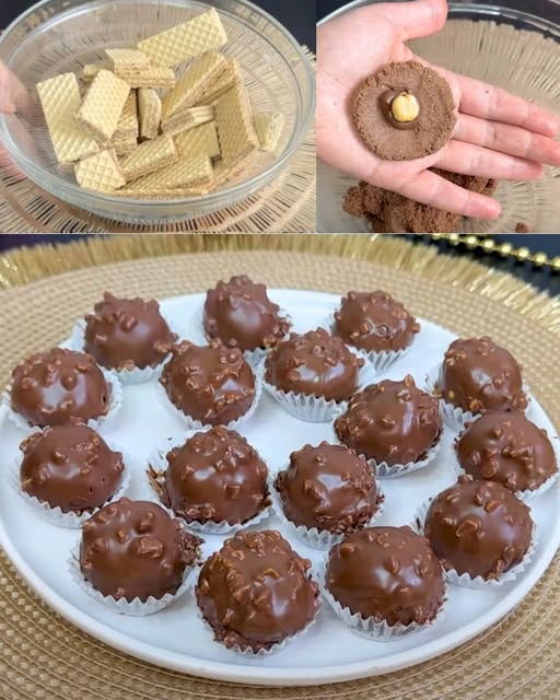 Palline al cioccolato con nocciola (tipo Ferrero Rocher fatti in casa)