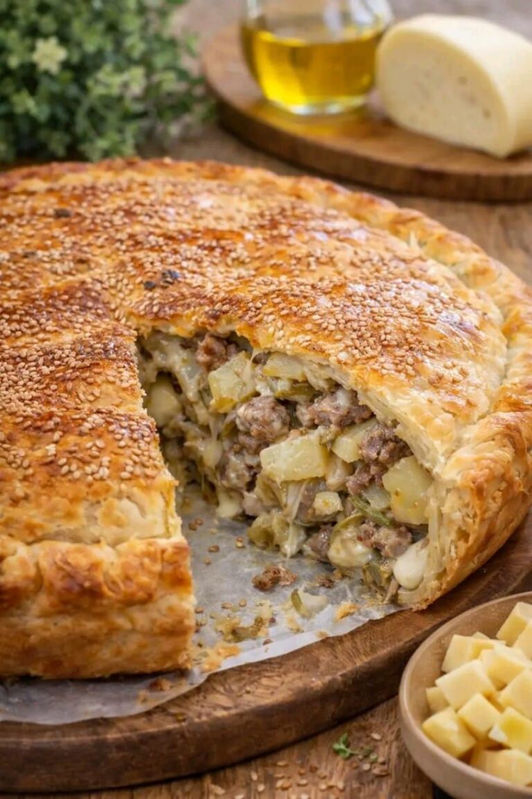 🥧 Torta salata con carciofi, salsiccia e patate: rustica, ricca e filante