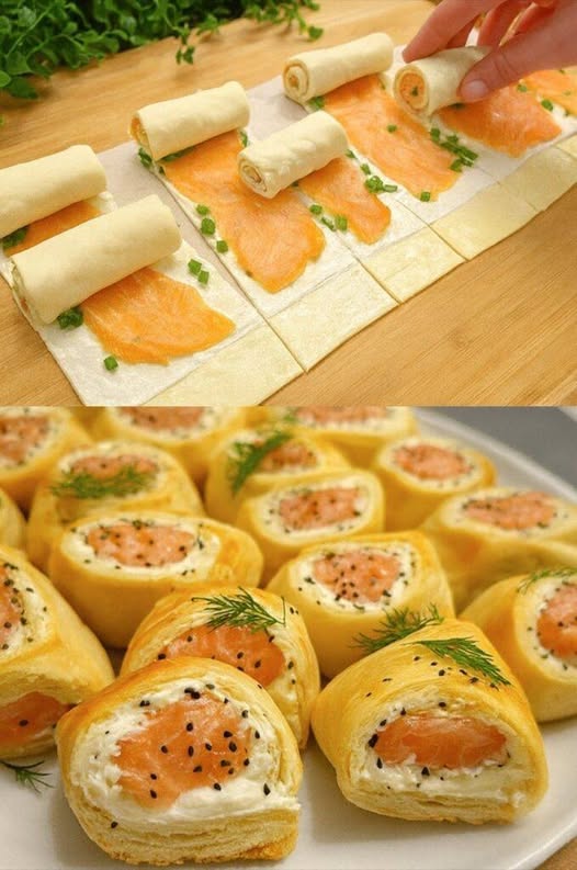 Involtini di pasta sfoglia al salmone affumicato, così buoni che la prossima volta vorrai prepararne due!