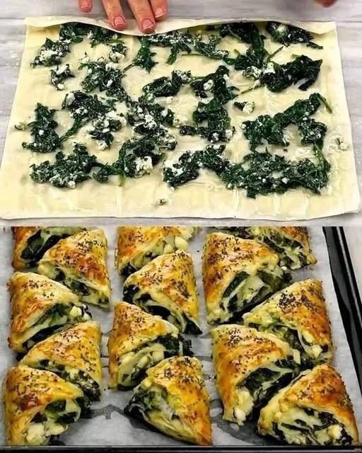 Triangoli di spanakopita: il classico greco croccante che ti conquista ad ogni morso.