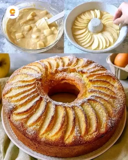 Torta di mele soffice (torta di mele in una tortiera rotonda)